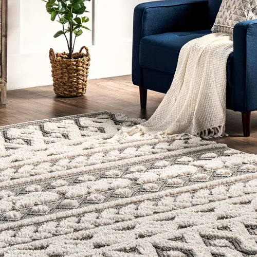Vista 8 de nuLOOM Rebecca - Alfombra de área con textura alta y baja, 4 x 6, color gris