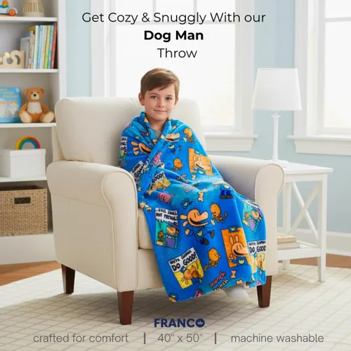 Vista 2 de Franco Dog Man Supa Book - Ropa de cama para niños, manta de felpa súper suave y acogedora, 40 x 50 pulgadas, (producto oficial)