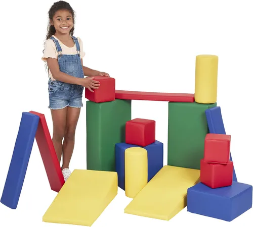 Vista 10 de ECR4Kids SoftZone Bloques de construcción blandos, formas de espuma, surtido, 16 piezas