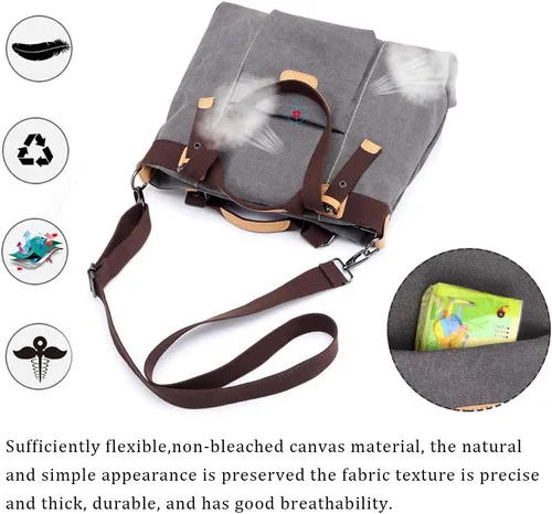 Vista 5 de Bolso Hobo de lona casual vintage para mujer, bolso de hombro para uso diario, bolso cruzado
