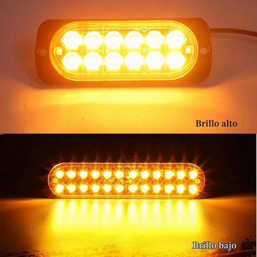 Vista 3 de 20 luces estroboscópicas LED de aluminio, 12 LED por luz, 18 modos de flash y constantes, luces de advertencia de doble color ámbar/blanco