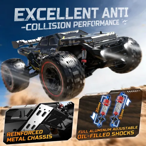 Vista 7 de DEERC 209E 1:10 Camión de control remoto rápido sin escobillas RC para adultos y niños, velocidad alta de más de 37 mph, 4WD todo terreno con 2
