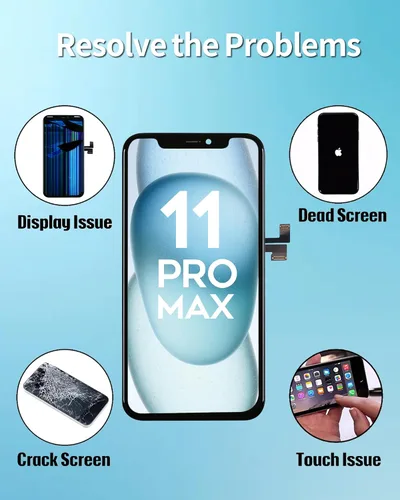 Vista 2 de Ayake Reemplazo de pantalla para iPhone 11 Pro Max, pantalla LCD de 6.5 pulgadas Full HD y ensamblaje de digitalizador táctil True Tone Programable