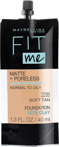 Vista 69 de Maybelline New York Fit Me Matte + Poreless Base Líquida, Formato de Bolsa, 220 Natural Beige, 1.3 onzas 220 Beige natural