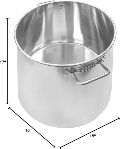 Vista 4 de CONCORD - Olla de acero inoxidable pulido para elaboración de cerveza con tapa plana (40 cuartos de galón)