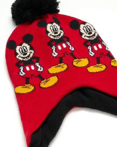 Vista 3 de Disney Conjunto de sombrero de invierno de Mickey Mouse y 2 pares de guantes o guantes edad 2-7