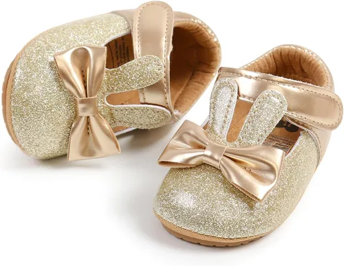Vista 7 de myppgg Zapatos planos Mary Jane para bebé niña, con lazo brillante, vestido de princesa, zapatos de cuna antideslizantes para niños pequeños que