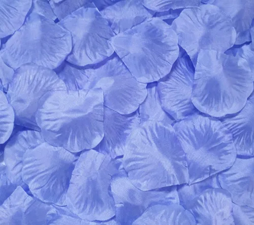Vista 25 de 1000 pétalos de rosa artificiales de seda, flores artificiales, para boda, fiesta, jarrón, decoración de mesa (azul y blanco)