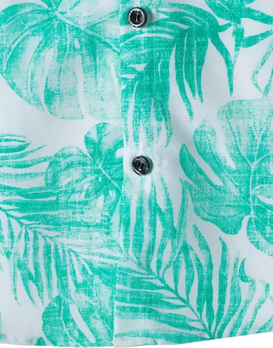Vista 7 de JOGAL - Camisa hawaiana floral para hombre con bolsillo frontal, estilo Aloha casual Verde Aqua