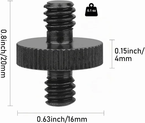 Vista 2 de Adaptador de tornillo de trípode roscado macho de 1/4 pulgadas a macho de 1/4 pulgadas, convertidor de rosca de montaje estándar para montaje
