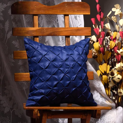 Vista 3 de Almohada decorativa azul hecha a mano para sofá, funda de almohada pintuck, fundas de almohada abstractas azules, paquete de 2 fundas de almohada