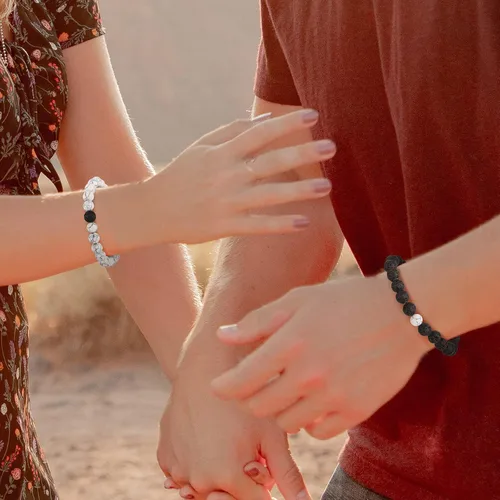 Vista 6 de Juego de 4 pulseras de mal de ojo, pulseras de cuentas Hamsa con dije de chakra, pulsera elástica para mujeres, adolescentes y niñas