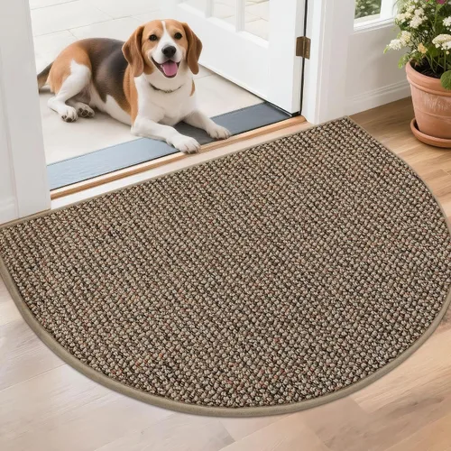 Vista 16 de BEQHAUSE Tapete Atrapa Suciedad para Puerta 17" x 30" Semicírculo Antideslizante Lavable Tapetes de Entrada Alfombras Absorbentes de Bienvenida