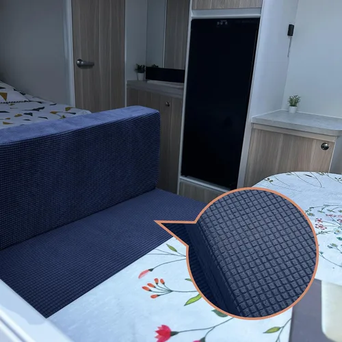 Vista 7 de Tlswshsy Cojines de comedor para autocaravana, fundas elásticas para asiento de sofá, protector de muebles de sofá biplaza lavable para Azul