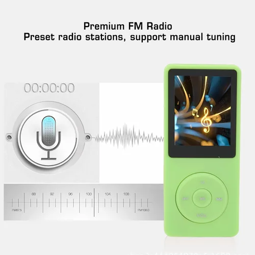 Vista 5 de Reproductor de MP3/MP4, reproductor de música con capacidad de memoria de 8 GB, MP3 portátil de alta fidelidad sin pérdidas con pantalla de 1.8