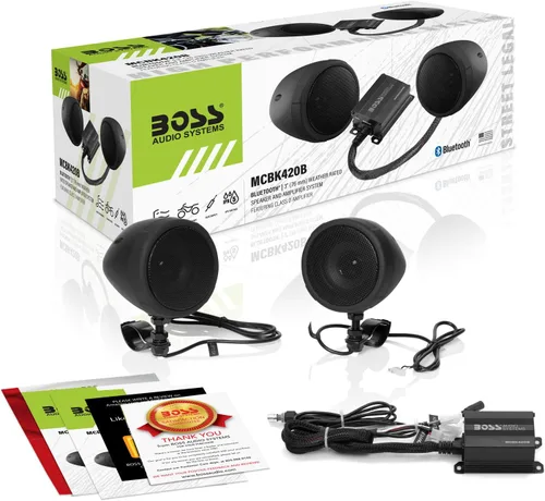 Vista 6 de BOSS Audio Systems Altavoces para motocicleta MCBK420B y paquete de amplificador de 2 canales