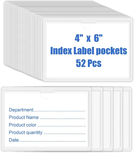 Vista 9 de 52 portatarjetas transparentes autoadhesivas, 3 x 5 pulgadas, soporte