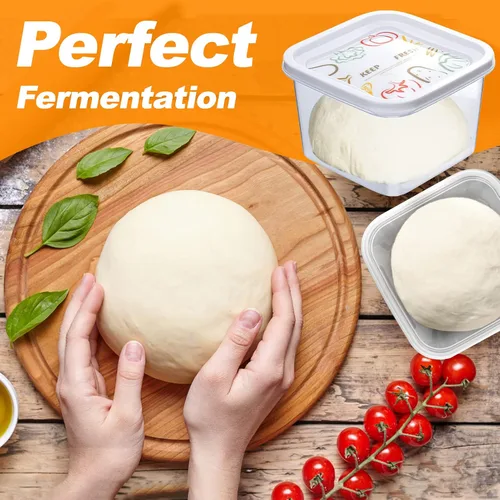 Vista 7 de Vodolo Caja a prueba de masa de pizza con tapas de sellado, juego de 6 recipientes para masa de pizza con tapas