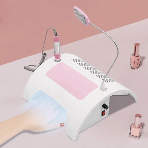Vista 3 de Lámpara de uñas 5 en 1, colector de polvo de uñas con taladro de uñas y lámpara de escritorio LED, lámpara LED de uñas para esmalte de gel
