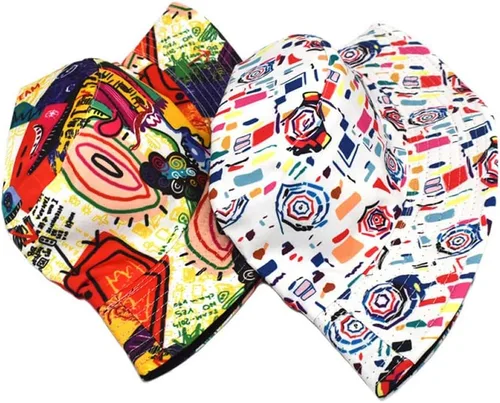 Vista 3 de Quanhaigou Sombrero de pescador para hombres y mujeres, sombreros de sol estampados reversibles, para pescador, para exteriores, verano, viajes