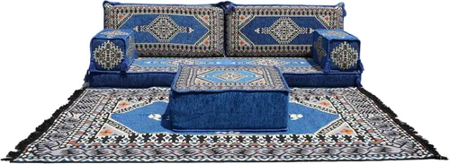 Vista 3 de arabicsofa Sofá Majlis árabe hecho a mano con cojines - Juego de asientos modulares para sala de estar