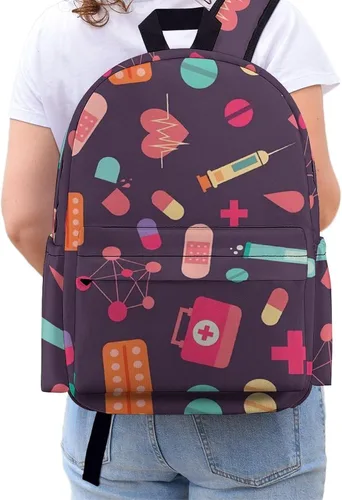 Vista 8 de Mochila de viaje de enfermería médica ligera de 16.5 pulgadas para computadora portátil, mochila casual para hombres y mujeres