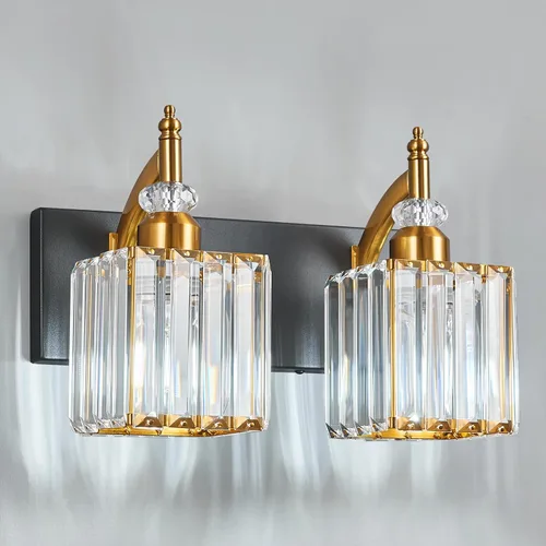 Vista 28 de Juego de dos apliques de pared modernos negros para interiores, lámpara de pared de cristal, lámpara de pared montada en la pared, aplique de pared