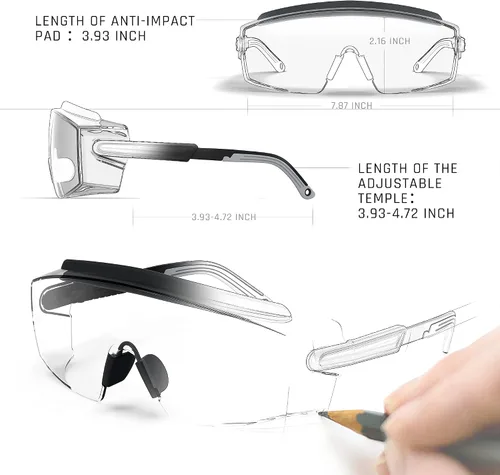 Vista 7 de Gafas de seguridad antivaho Gafas de seguridad sobre gafas protectoras con lentes antiarañazos ajustables