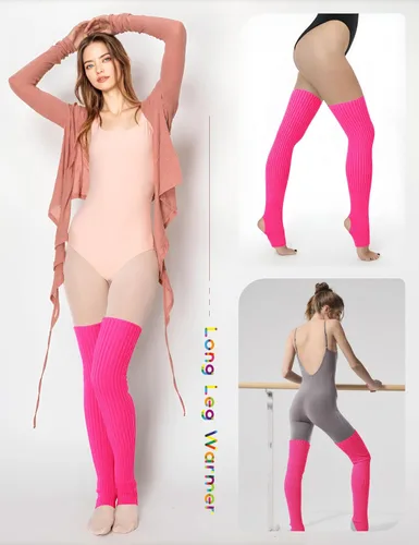 Vista 5 de V28 - Calentadores largos para pierna hombre y mujer V28 estilo fiesta de los 80s, tejido para bailar o hacer deportes