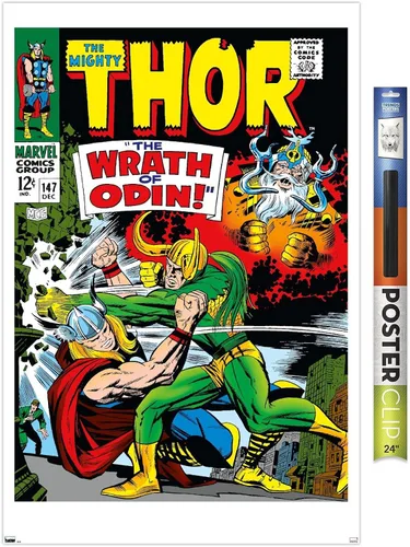 Vista 18 de Trends International Marvel Comics Loki - Póster de pared Thor #147, 22.4 pulgadas de largo x 14.7 pulgadas, versión enmarcada en madera de granero