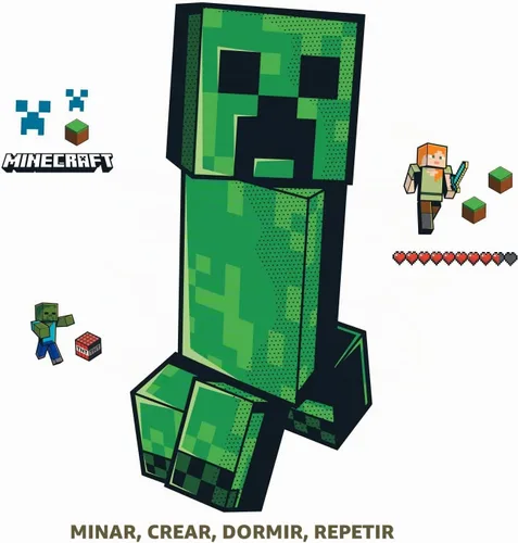 Vista 2 de RoomMates RMK5360GM Minecraft Creeper - Calcomanías de pared gigantes para despegar y pegar