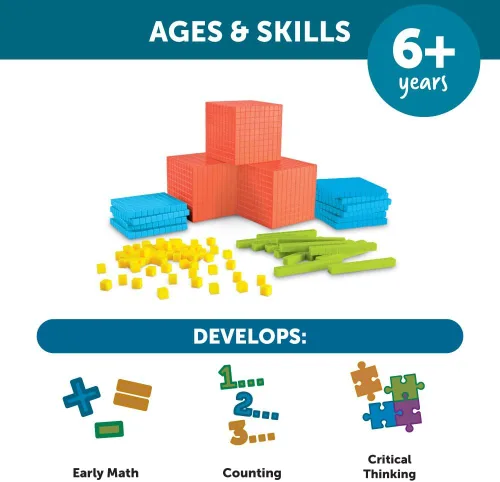 Vista 5 de Learning Resources Brights Base Ten - Juego de aula para 20-25 estudiantes, 823 piezas, a partir de 6 años