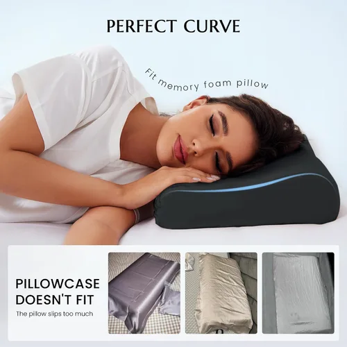 Vista 2 de THXSILK 19 Momme - Funda de almohada 100% seda de morera para almohada de espuma viscoelástica de contorno, funda de almohada cervical, paquete de 1