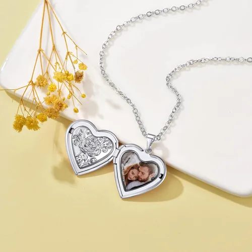 Vista 5 de Supcare Collar con medallón de alas de ángel con imagen de recuerdo personalizado, regalo de recuerdo para mujeres (paquete de regalo)