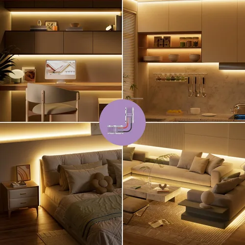 Vista 6 de MIWISE Kit de conectores de 0.315 in para tira LED COB de 2 pines, 10 conectores en forma de L, conectores de extensión sin soldadura para tiras