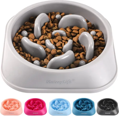Vista 21 de MateeyLife Paquete de 2 cuencos para perros de alimentación lenta, 1 taza A-Azul claro y azul oscuro