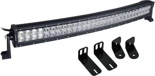 Vista 10 de SuperATV Barra de luz combinada LED curvada de 30 pulgadas, incluye interruptor basculante y arnés de cableado, kit de soporte de perfil bajo