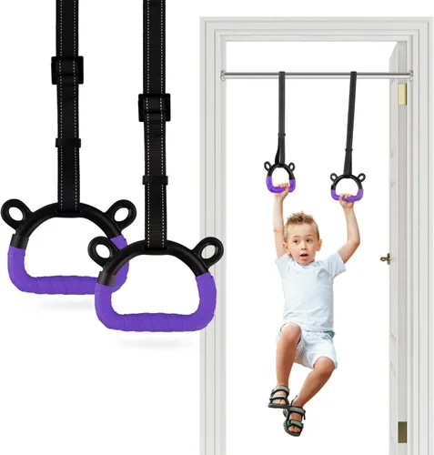 Vista 9 de EXQ Home Anillos de gimnasia para niños, anillos de dominadas para ejercicio de niños, anillo para gimnasia en interiores, anillos de gimnasia