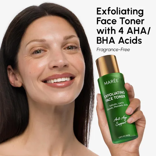 Vista 2 de MAREE Tónico Exfoliante con Ácido Salicílico – Exfoliante Facial AHA BHA & Limpiador de Poros – Exfoliante Líquido BHA para Cuidado de Sebum y Piel