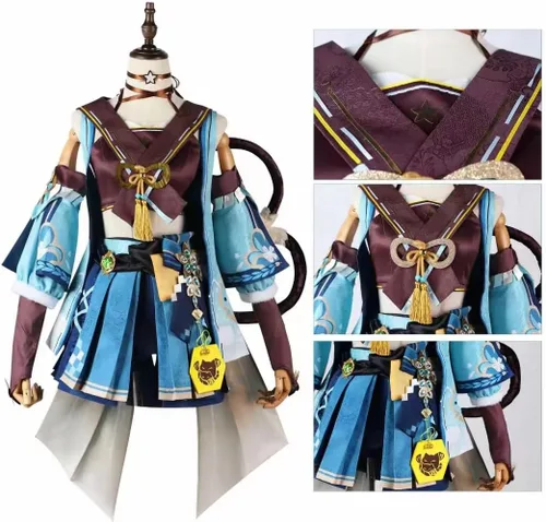 Vista 4 de Genshin Impact - Disfraz de cosplay de Kirara, vestido de mujer para fiesta de Halloween