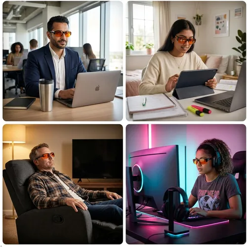 Vista 8 de Eyekepper Blue Light Reduction Fitover Glasses with Amber Lens Computer Glasses for Digital Screen,Wear Over Most Eyewear or Alone for