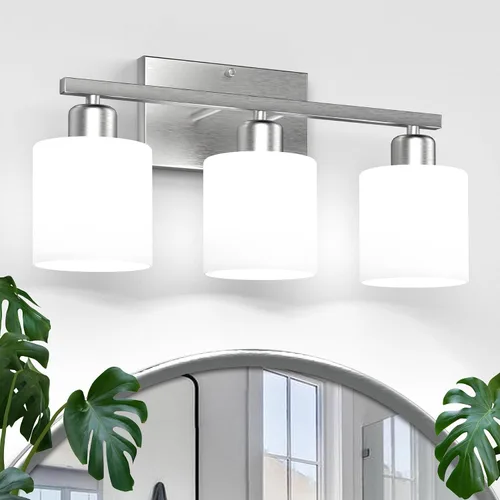 Vista 12 de Lámpara de tocador de baño sobre espejo con níquel cepillado, modernos apliques de pared de 2 luces para dormitorio, sala de estar, decoración