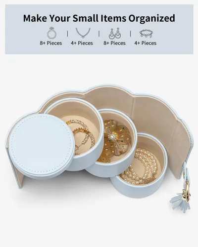 Vista 52 de Vlando Viaggio - Joyero pequeño, caja de almacenamiento para accesorios de viaje