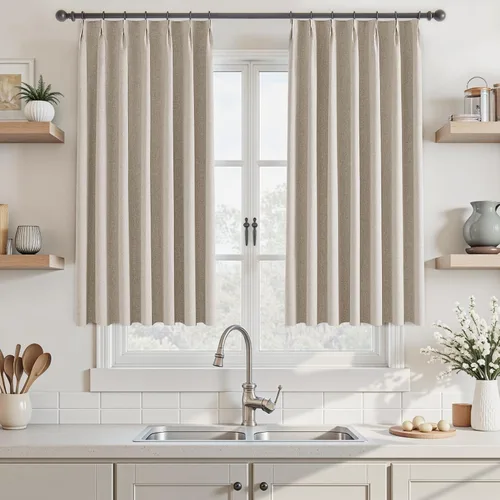 Vista 41 de UHITECH Cortinas plisadas pequeñas de 35 pulgadas de largo, cortinas opacas cortas para ventanas de sótano, aislamiento térmico, cortinas opacas