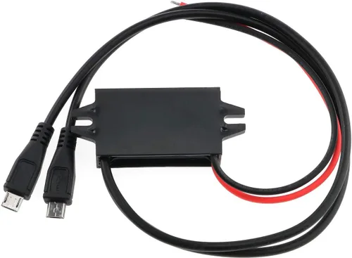 Vista 4 de E-outstanding Módulo convertidor de CC 12 V a 5 V 3 A, regulador reductor, convertidor de potencia de coche con cable micro USB doble convertidor