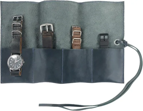 Vista 33 de Hide & Drink, Organizador de rollos de reloj de cuero hecho a mano de cuero de grano completo, con capacidad para hasta 4 relojes, fácil de llevar