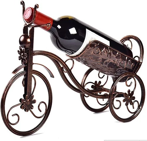 Vista 6 de Soporte de vino de hierro forjado/estante forma de bicicleta triciclo arte decoración del hogar (negro)