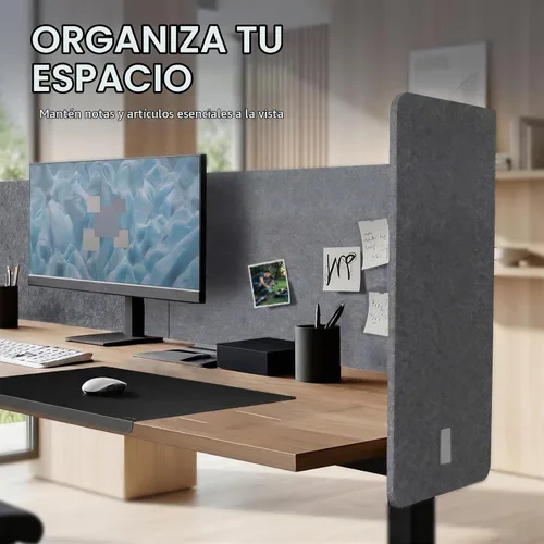 Vista 3 de Panel de privacidad para escritorio, 2 divisores de escritorio de oficina Gris
