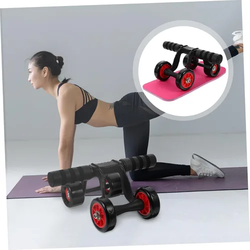 Vista 8 de Rueda de rodillo abdominal para entrenamiento de núcleo con asas antideslizantes de ranura, práctica máquina de fitness para hombres y mujeres