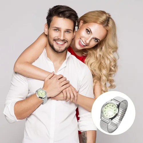 Vista 4 de Hemobllo Reloj casual digital luminoso para ancianos, banda elástica, regalo para pareja